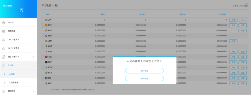 ビットポイント 入金