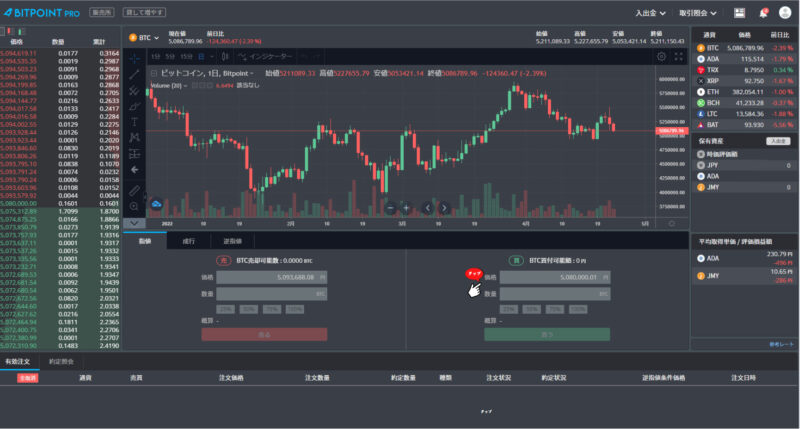 BITPOINT PRO チャート