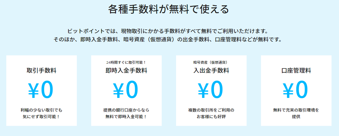 ビットポイント 手数料